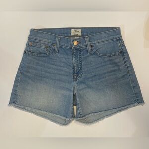 J CREW • Women’s Distressed High Waisted Medium Wash Denim Shorts